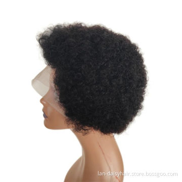 Pixie Cut Wig Short Afro kinky Curly  Cheap Human Hair Wig  13X1 Transparent Lace Wig For Women